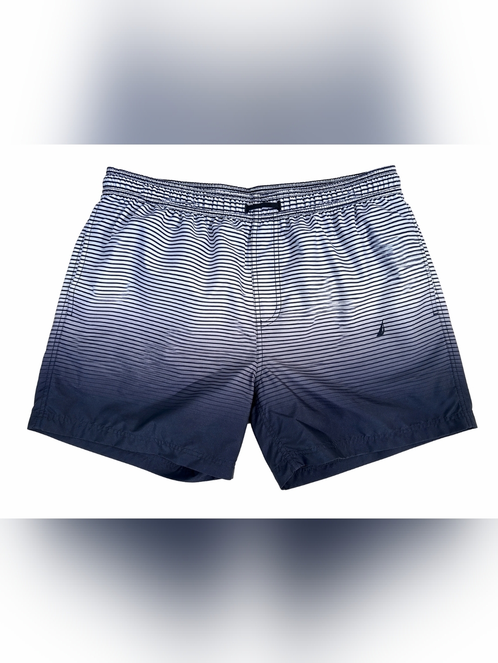 George Men's White Blue Striped Above the Knee Novelty Swim Shorts Size 3XL